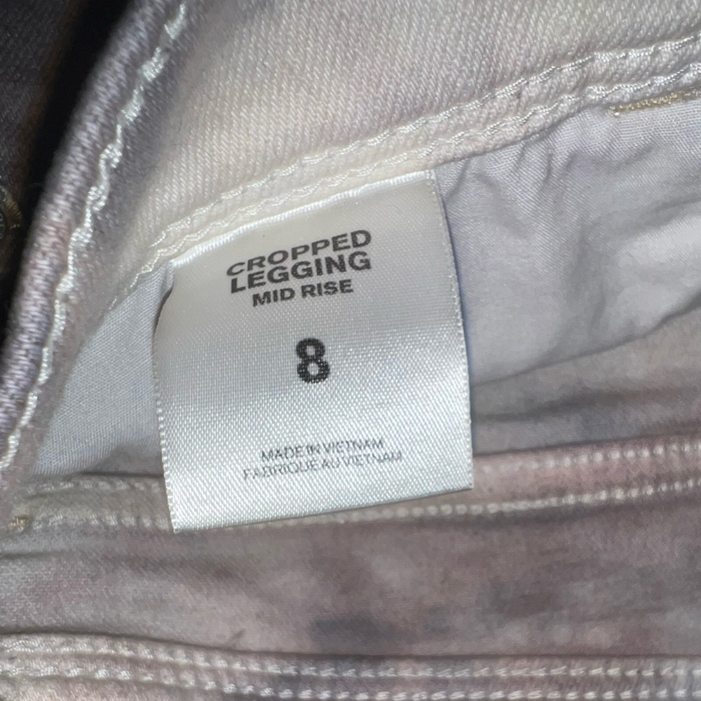 LAST CALL Express Gray Marble Tie Dye Boho Distress Crop Legging Mid Rise Size 8 - Picture 11 of 13